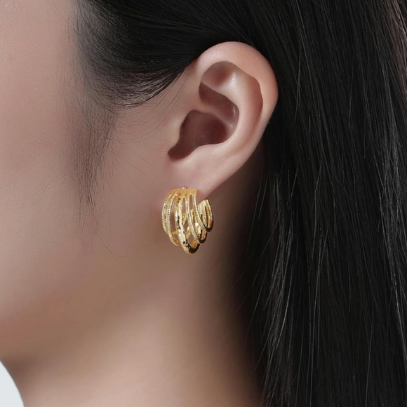 18kt gold plated multi hoop earrings - Picture 2 of 4